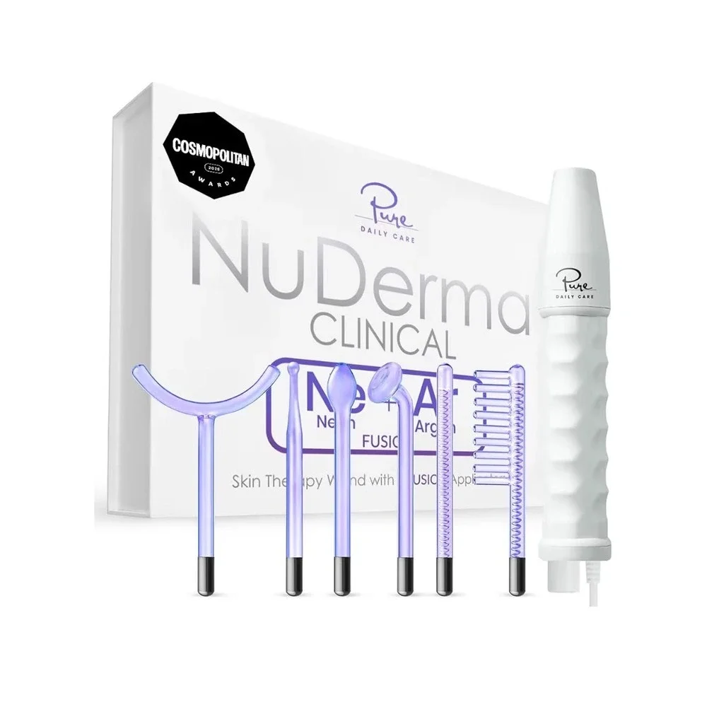 Pure Daily Care NuDerma Clinical Skin Therapy Wand Neon Argon Fusion 6 Tubes NEW